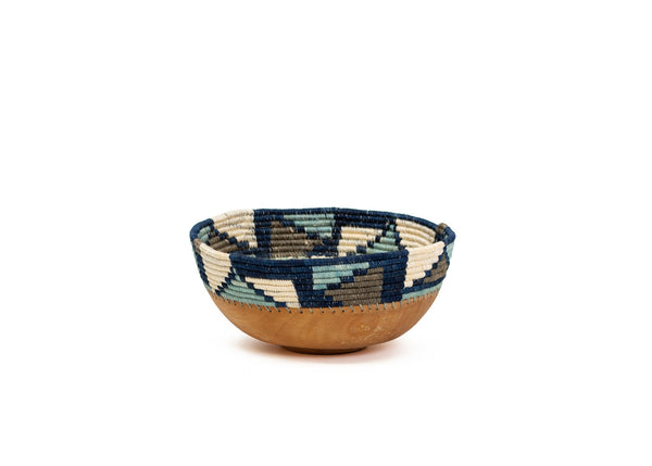 Handmade | Silver Blue Mosaic Wooden Bowl - Cali Genre