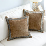 Silver Embroidered Velvet Pillow Cover