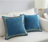 Silver Embroidered Velvet Pillow Cover