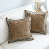 Silver Embroidered Velvet Pillow Cover