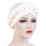 Solid cotton turban with beaded embellishments