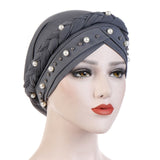 Solid cotton turban with beaded embellishments