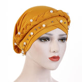 Solid cotton turban with beaded embellishments