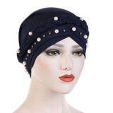 Solid cotton turban with beaded embellishments