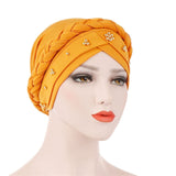 Solid cotton turban with beaded embellishments