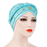 Solid cotton turban with beaded embellishments