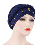 Solid cotton turban with beaded embellishments