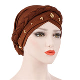 Solid cotton turban with beaded embellishments