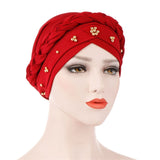 Solid cotton turban with beaded embellishments