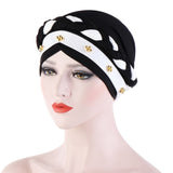 Solid cotton turban with beaded embellishments