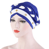 Solid cotton turban with beaded embellishments