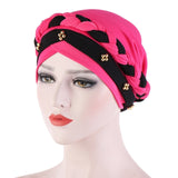 Solid cotton turban with beaded embellishments