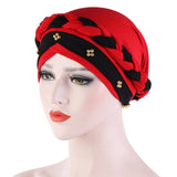 Solid cotton turban with beaded embellishments