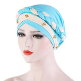 Solid cotton turban with beaded embellishments
