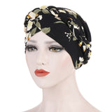 Solid cotton turban with beaded embellishments