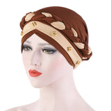 Solid cotton turban with beaded embellishments