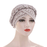 Solid cotton turban with beaded embellishments