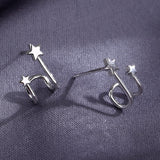 925 Sterling Silver Earring Chain Asymmetrical Star Moon Long Tassel Earrings.
