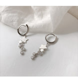 925 Sterling Silver Earring Chain Asymmetrical Star Moon Long Tassel Earrings.