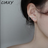 925 Sterling Silver Earring Chain Asymmetrical Star Moon Long Tassel Earrings.