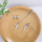 925 Sterling Silver Earring Chain Asymmetrical Star Moon Long Tassel Earrings.