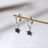 925 Sterling Silver Earring Chain Asymmetrical Star Moon Long Tassel Earrings.
