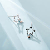 925 Sterling Silver Earring Chain Asymmetrical Star Moon Long Tassel Earrings.