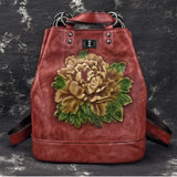 Vintage Genuine Leather Embossed Knapsack - Cali Genre