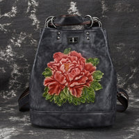 Vintage Genuine Leather Embossed Knapsack - Cali Genre