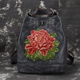 Vintage Genuine Leather Embossed Knapsack - Cali Genre